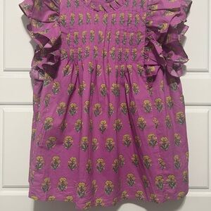 Purple Floral Ruffle Blouse